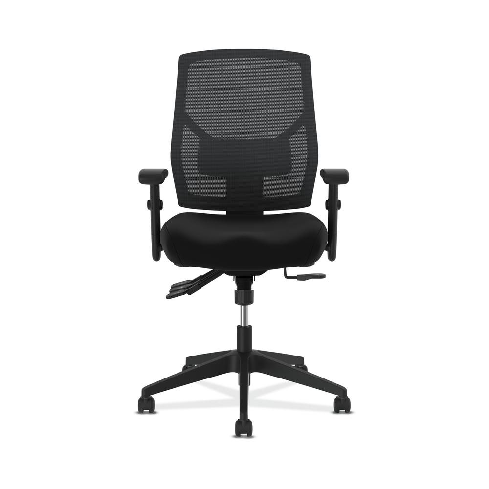 Crio High-Back Task Chair | Mesh Back | Adjustable Arms | Asynchronous Control | Adjustable Lumbar | Black Leather. Picture 2
