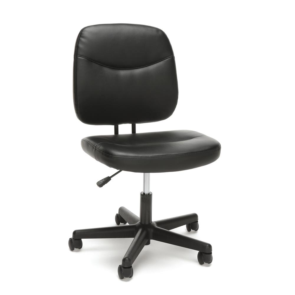 Essentials by OFM ESS-6005 Armless Leather Desk Chair, Black. The main picture.
