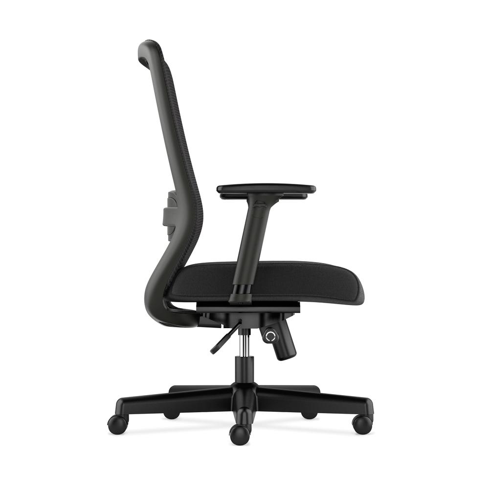 HVL721 Mesh High-Back Task Chair | Synchro-Tilt, Lumbar, Seat Glide | 2-Way Arms | Black Fabric. Picture 4