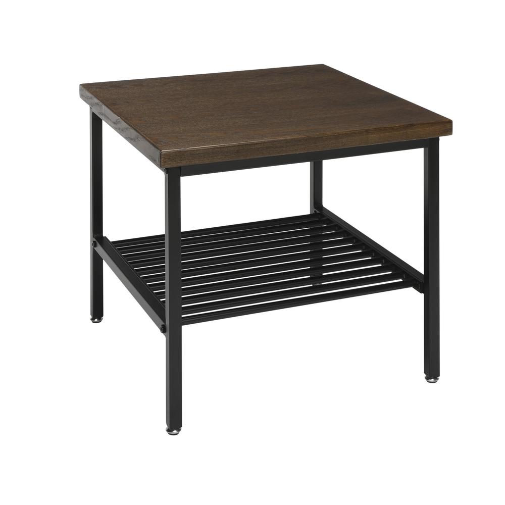 The OFM 161 Collection Industrial Modern Wood Top/Metal Frame Side Table with Metal Shelf provides industrial modern styling with multi-application functionality perfect for living rooms, bedrooms, re. The main picture.