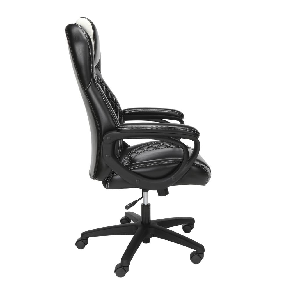 Essentials Collection Racing Style SofThread Leather High Back Office Chair, in White. Picture 4
