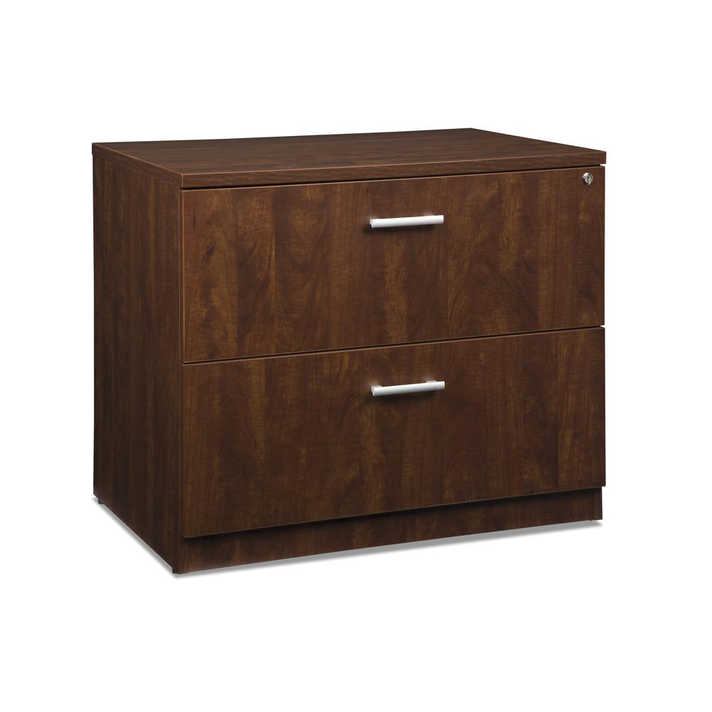OFM Fulcrum Series Locking Lateral File Cabinet, 2-Drawer Filing Cabinet, Cherry (CL-L36W-CHY). Picture 1