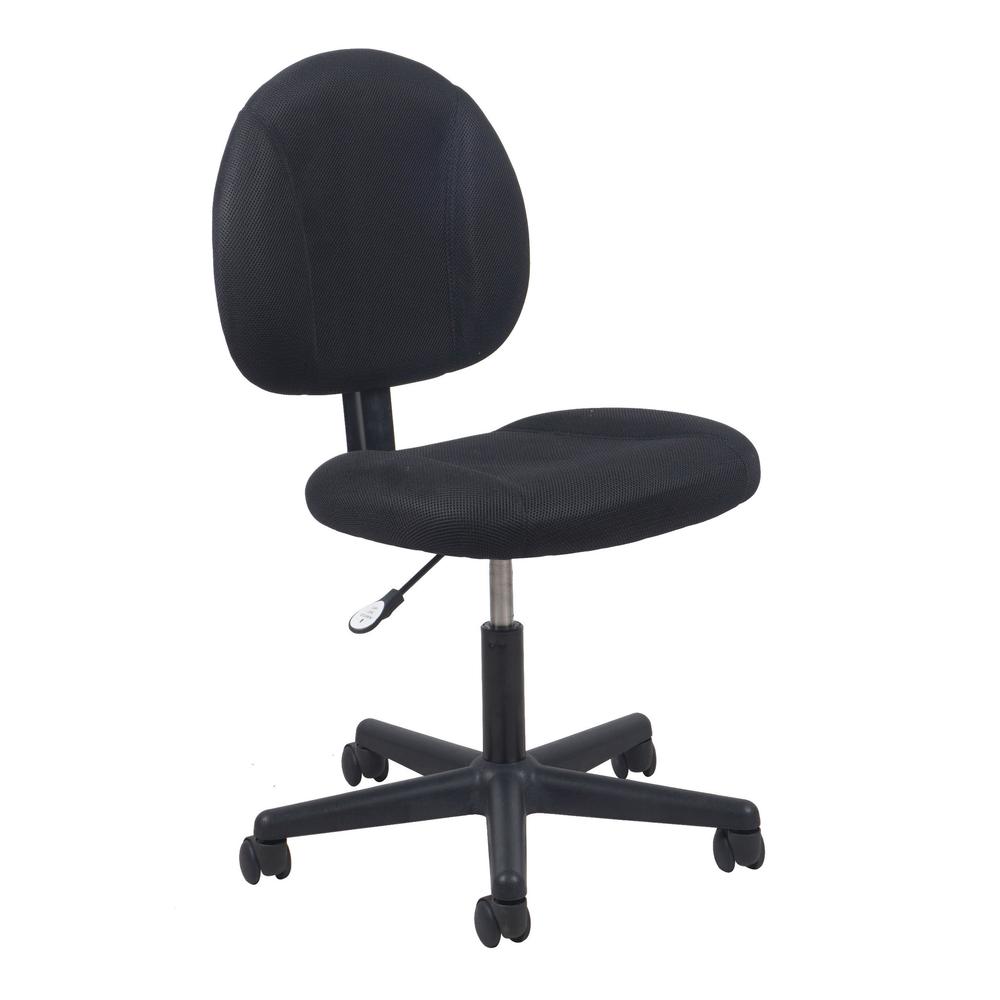 Essentials by OFM ESS-3060 Upholstered Armless Swivel Task Chair, Black. Picture 1