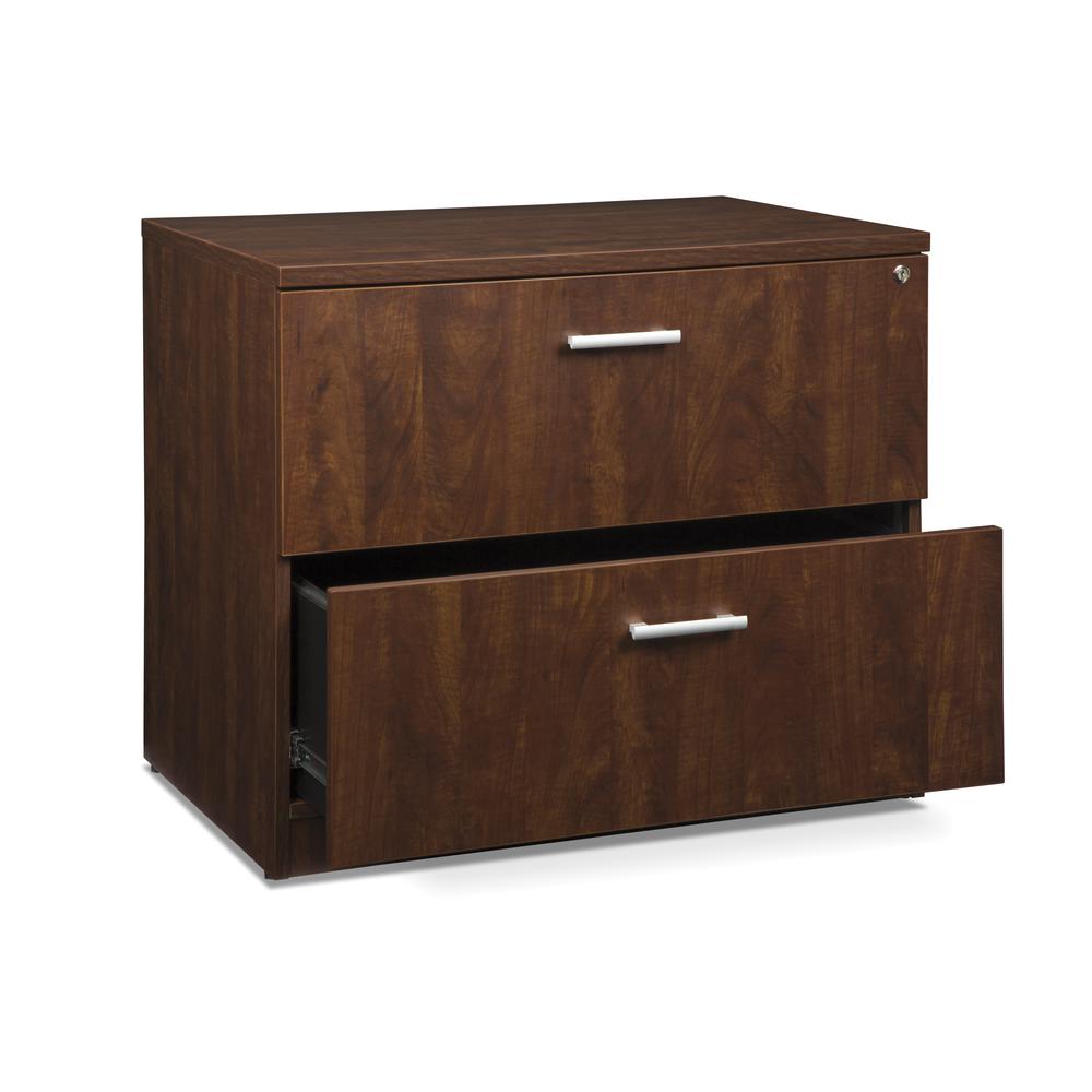 OFM Fulcrum Series Locking Lateral File Cabinet, 2-Drawer Filing Cabinet, Cherry (CL-L36W-CHY). Picture 6