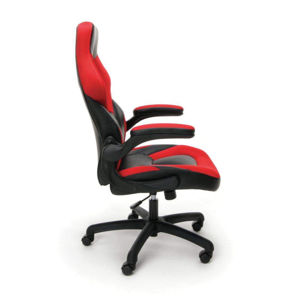 OFM Collection Racing Style Bonded Leather Gaming Chair, in Red (ESS-3085-RED). Picture 4