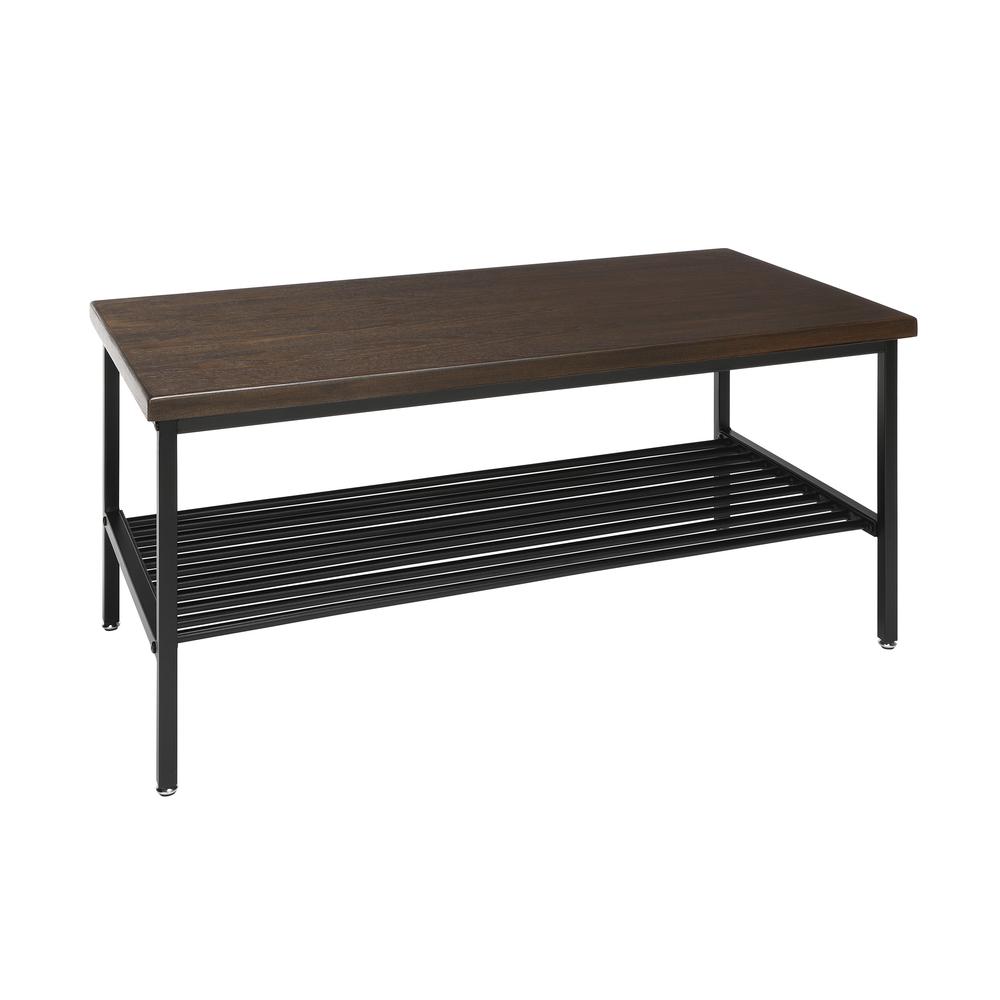 The OFM 161 Collection Industrial Modern Wood Top/Metal Frame Coffee Table with Metal Shelf blends easily in living rooms, recreational spaces, lobbies, and reception areas and provides the perfect pl. The main picture.