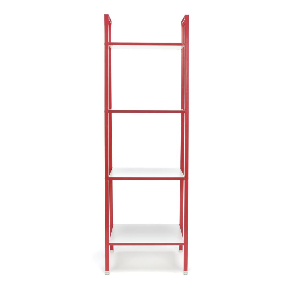 Ofm Ess 1045 4 Shelf Free Standing Ladder Bookshelf With Red Frame
