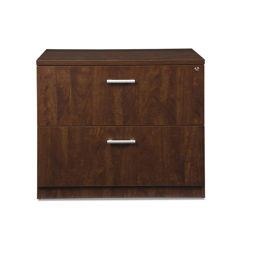 OFM Fulcrum Series Locking Lateral File Cabinet, 2-Drawer Filing Cabinet, Cherry (CL-L36W-CHY). Picture 2
