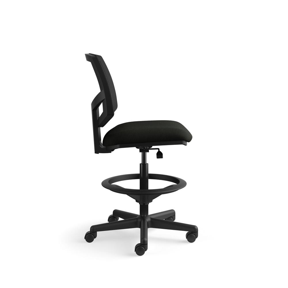 HON Volt Mesh Back Task Stool- Upholstered Adjustable Office Stool,  Black (H5715). Picture 4