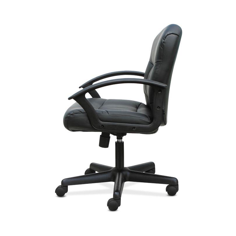 Sadie Mid-Back Task Chair- Fixed Armed Computer Chair for Office Desk, Black Leather (HVST303). Picture 4