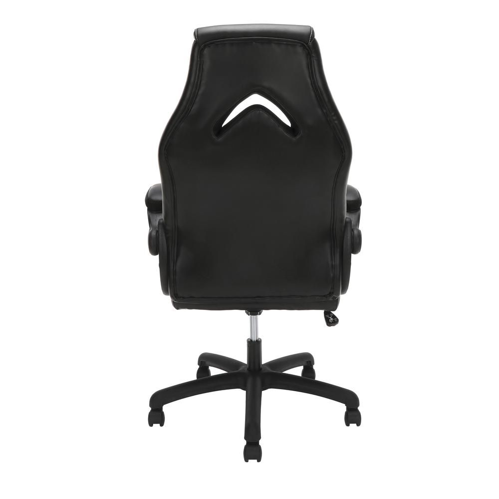 High-Back Racing Style Bonded Leather Gaming Chair, in Black. Picture 3