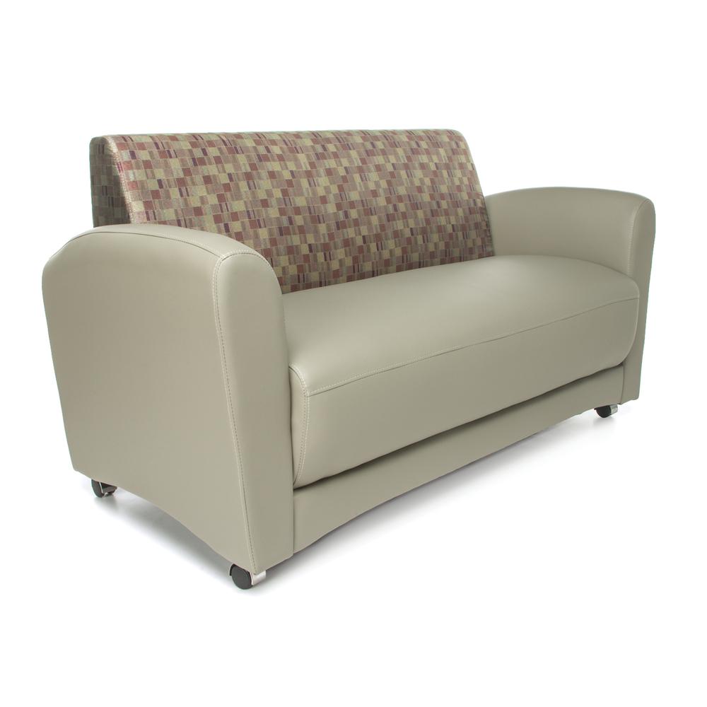 OFM  Model 822-NT Double Seating Sofa, Taupe Seat with Plum Back. The main picture.