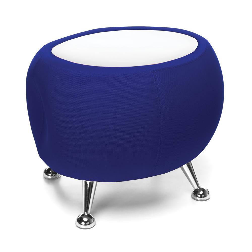 OFM Fabric Ball Stool, in Blue, with White Table Top (2001T-2336-WHT). The main picture.