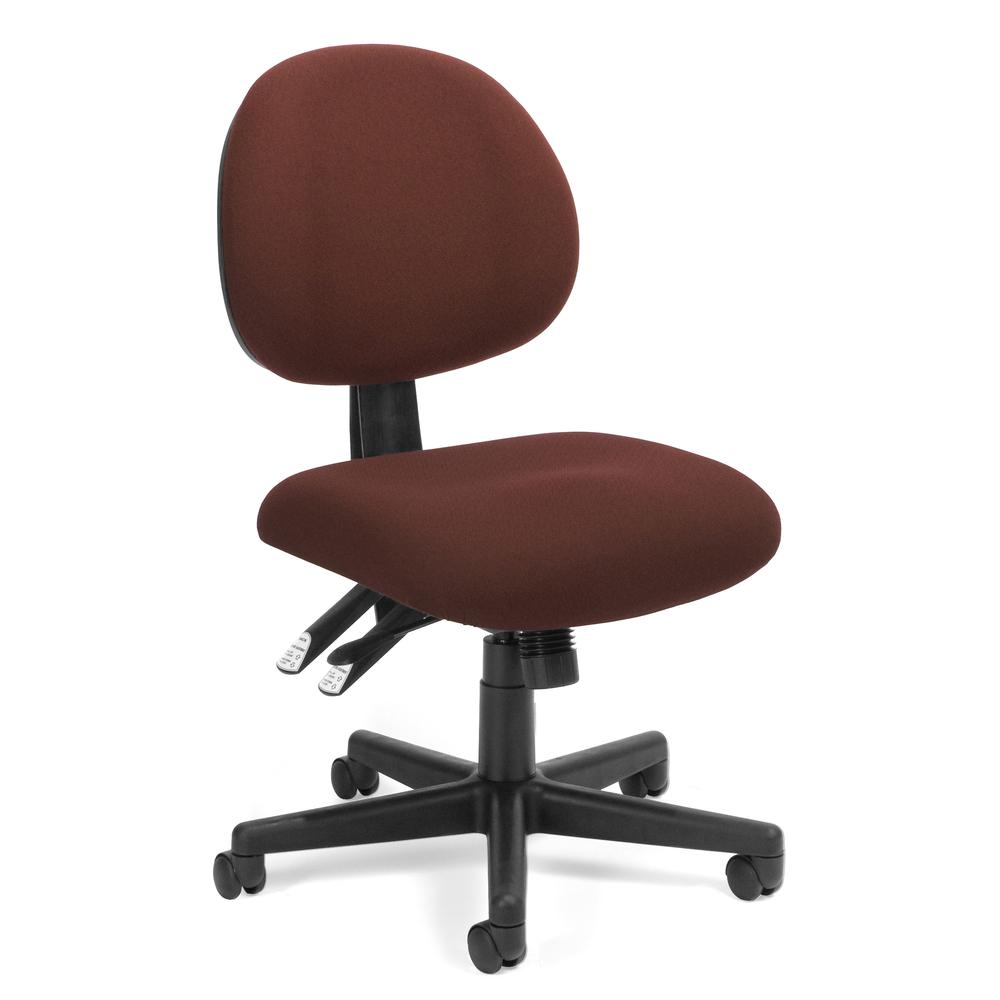 OFM Model 241 24-Hour Multi-Adjustable Upholstered Armless Task Chair, Burgundy. The main picture.