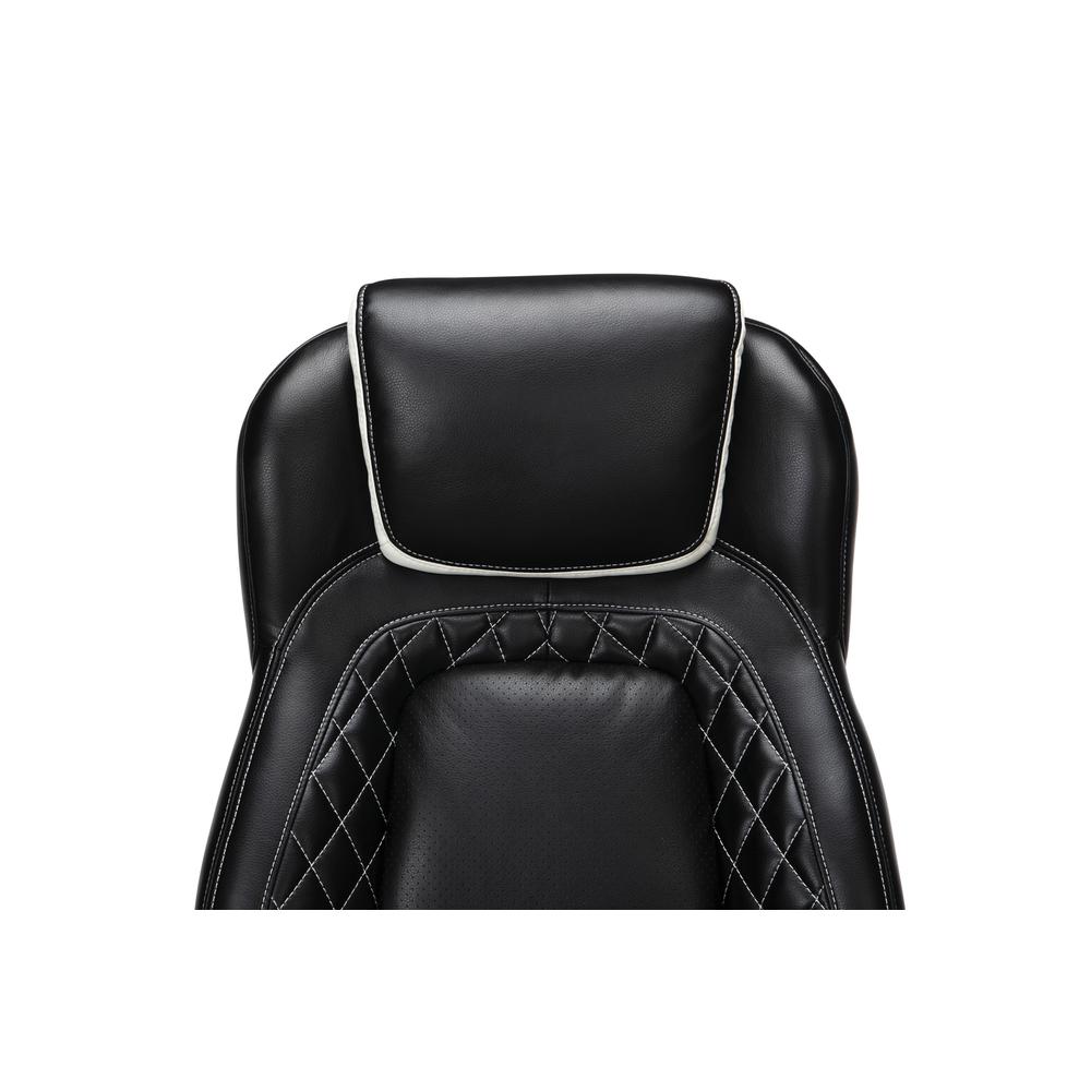 Essentials Collection Racing Style SofThread Leather High Back Office Chair, in White. Picture 6