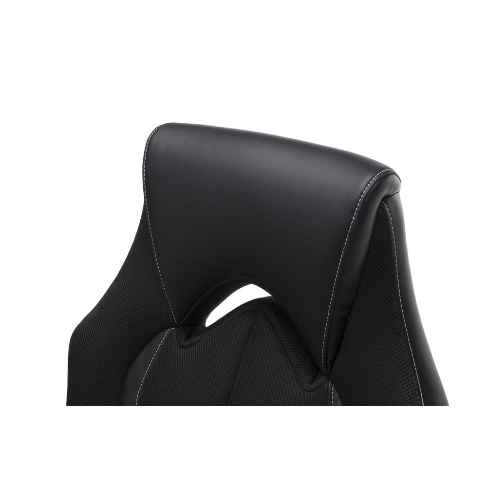 High-Back Racing Style Bonded Leather Gaming Chair, in Black. Picture 10