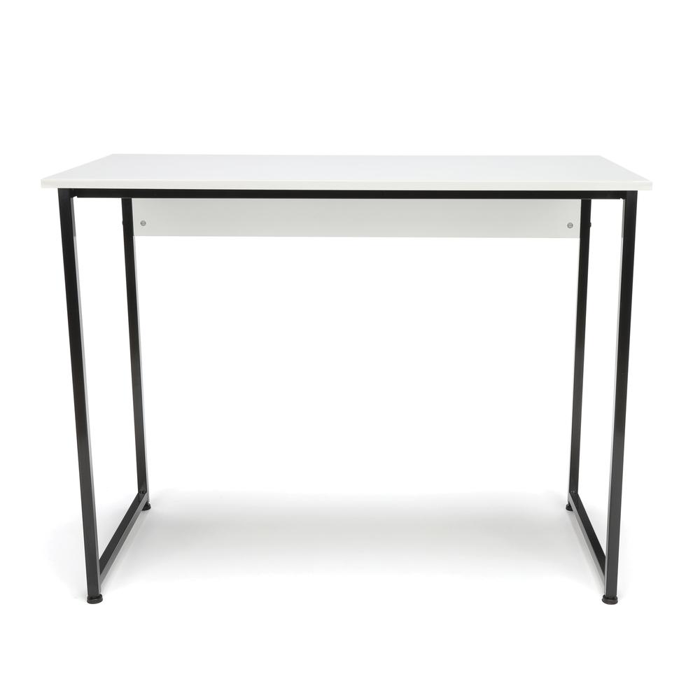 Office/Computer Desk and Workstation with Metal Legs, White with Black Frame. Picture 2