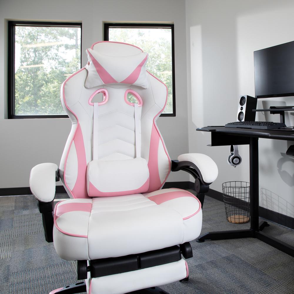 RESPAWN 110 Racing Style Gaming Chair with Footrest, in Pink. Picture 11