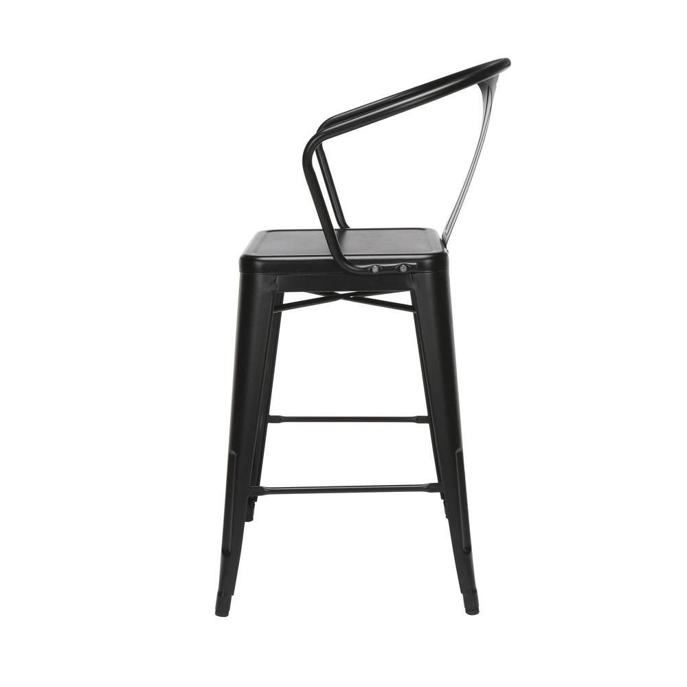 The OFM 161 Collection Industrial Modern 26" Mid Back Metal Arm Chair Stools, 4 Pack, provide a comfortable, yet sophisticated, counter height seating solution for cafe tables and bars, suitable for i. Picture 5