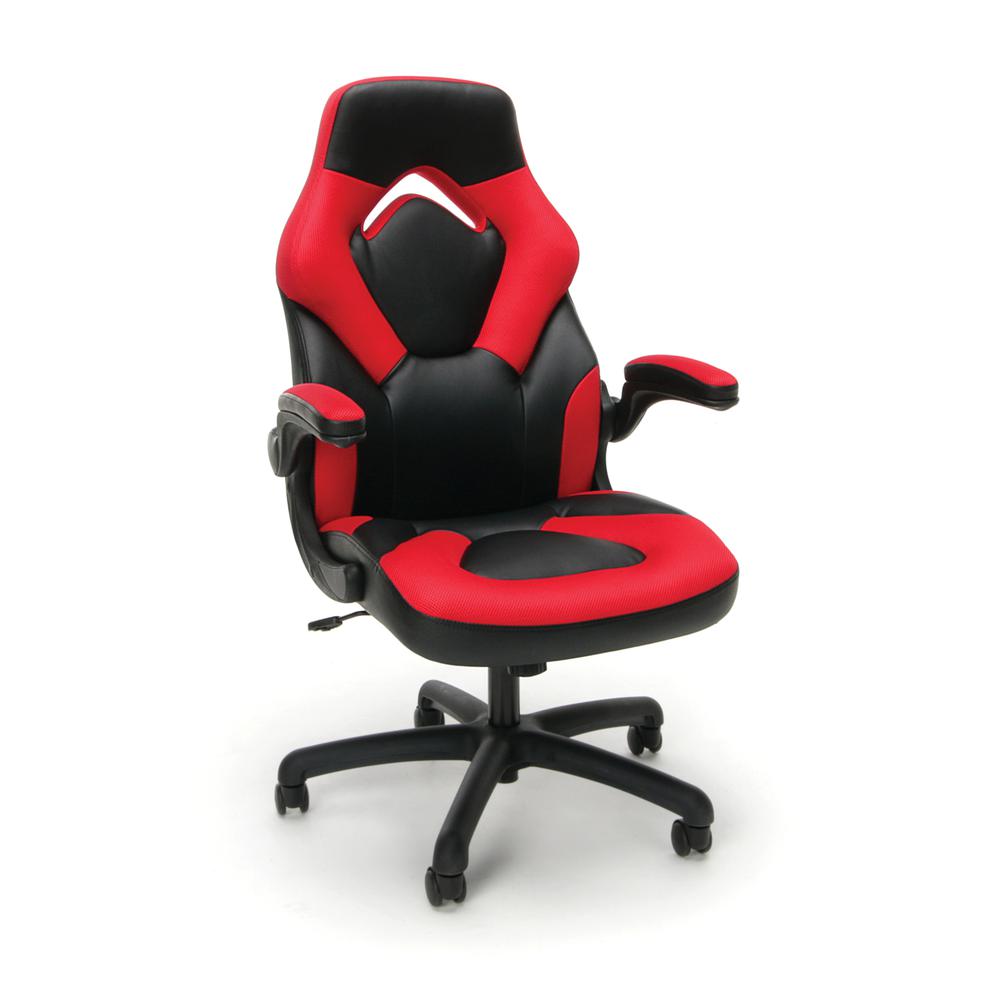 OFM Collection Racing Style Bonded Leather Gaming Chair, in Red (ESS-3085-RED). Picture 1