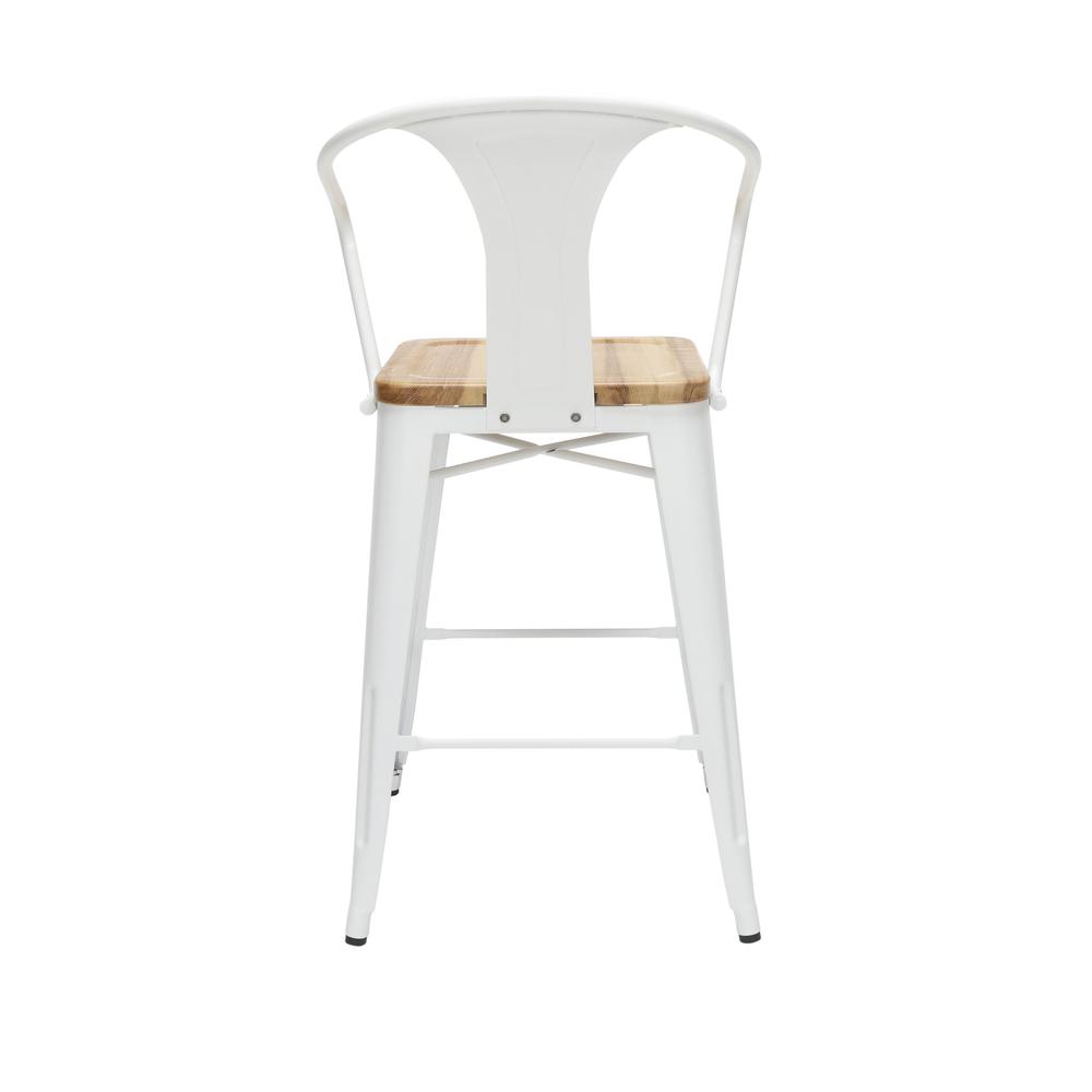 The OFM 161 Collection Industrial Modern 26" Mid Back Metal Stools with Arms and Solid Ash Wood Seats, 4 Pack, bring the industrial vibe of a galvanized steel frame with the cozy comfort of arms and c. Picture 3