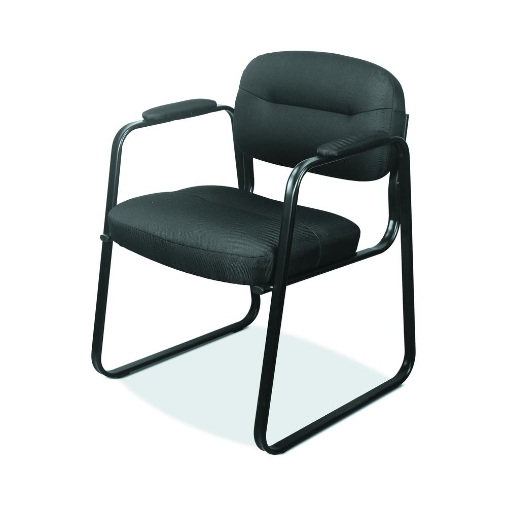 HON Sled Base Guest Chair, in Black Leather (HVL653). Picture 1