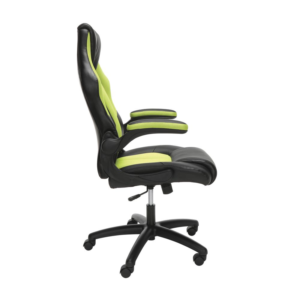 OFM Essentials Collection High-Back Racing Style Bonded Leather Gaming Chair, in Green (ESS-3086-GRN). Picture 4