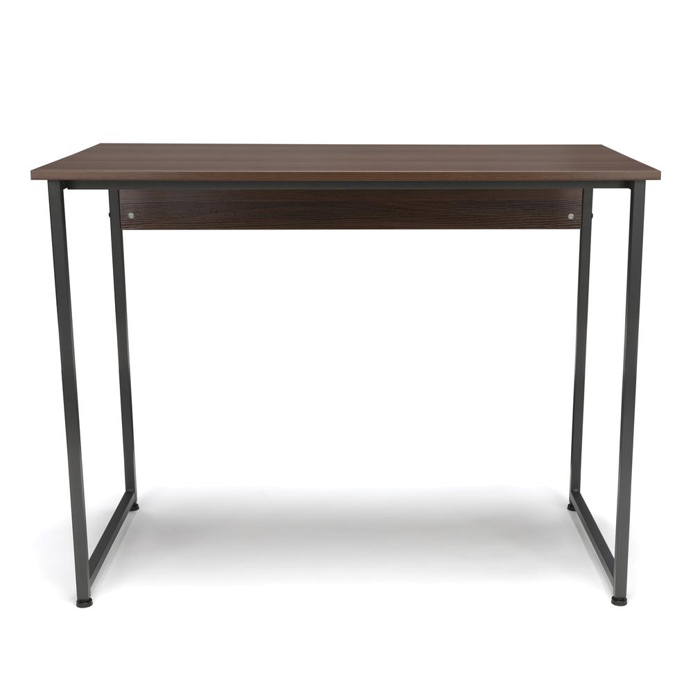 Office/Computer Desk and Workstation with Metal Legs, Walnut with Gray Frame. Picture 2