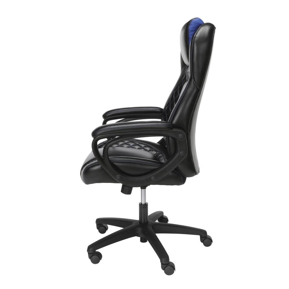 Essentials Collection Racing Style SofThread Leather High Back Office Chair, in Blue. Picture 5