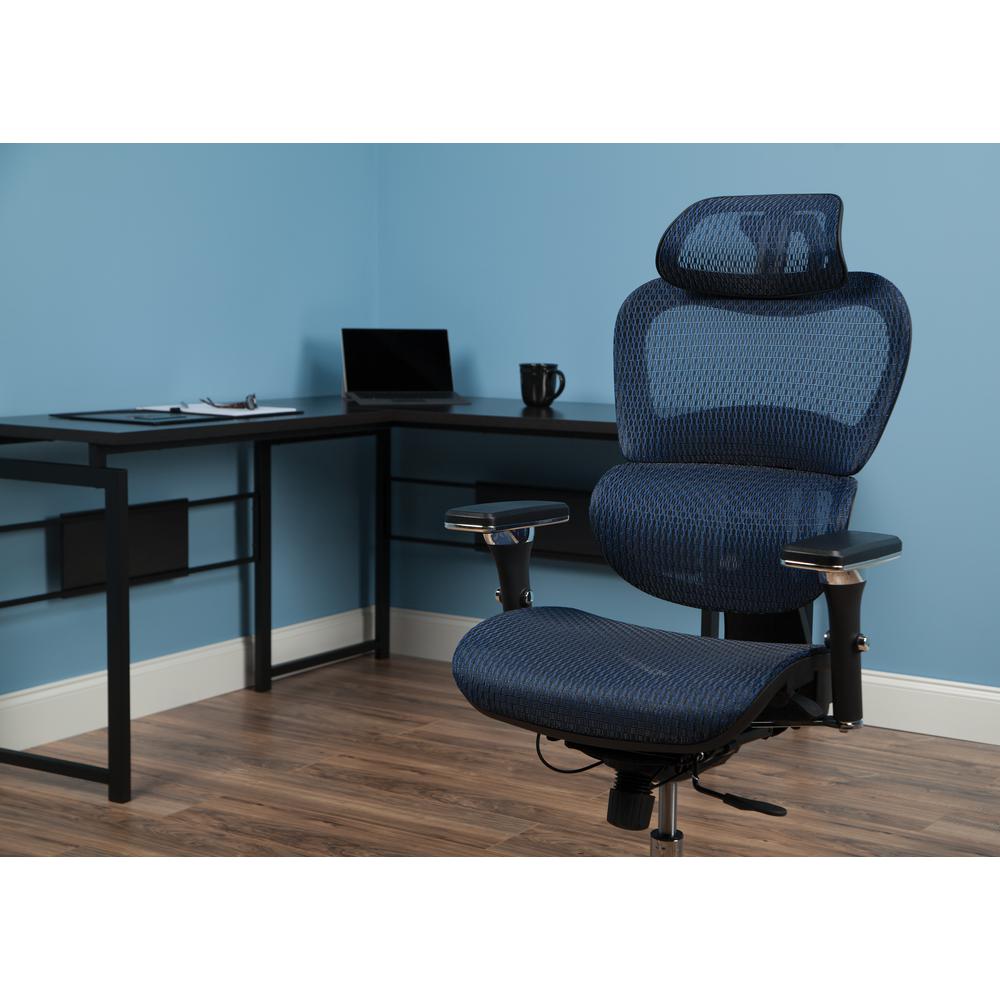 OFM Core Collection Ergo Office Chair featuring Mesh Back and Seat with Head Rest, in Blue (540-BLU). Picture 7
