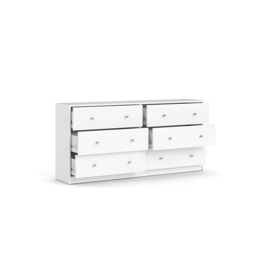 Portland 6 Drawer Double Dresser, White. Picture 5