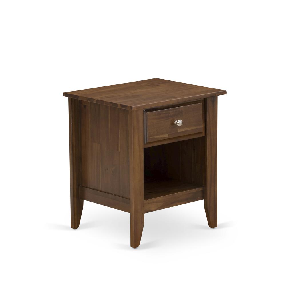 GB28F-1GA08 2-Piece Granbury Wooden Set for Bedroom with Bed and an Antique Walnut Nightstand - Brown Faux Leather and Black Legs. Picture 8