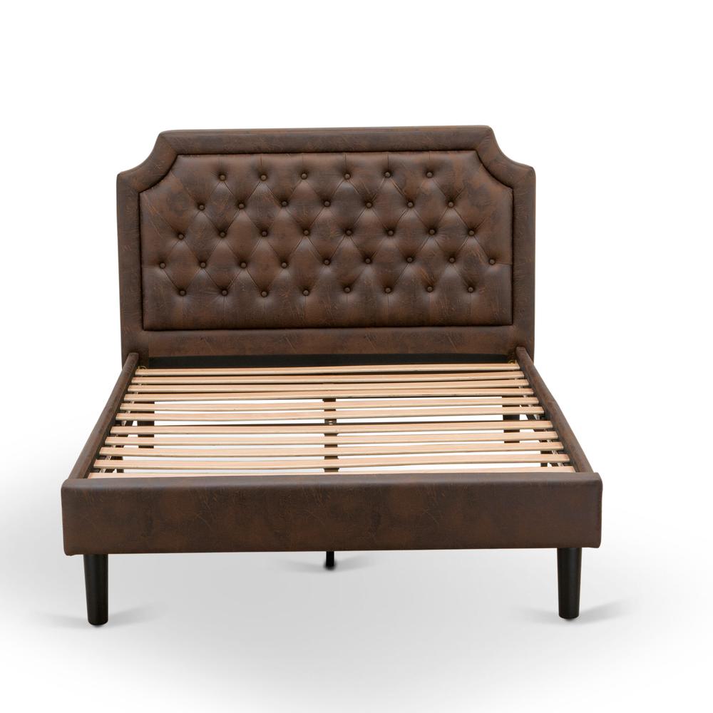GBF-25-F Bed Frame Consist of Black Textured Upholstered Headboard, Footboard and Wood Rails, Slats - Wooden 9 Legs - Black Finish. Picture 3