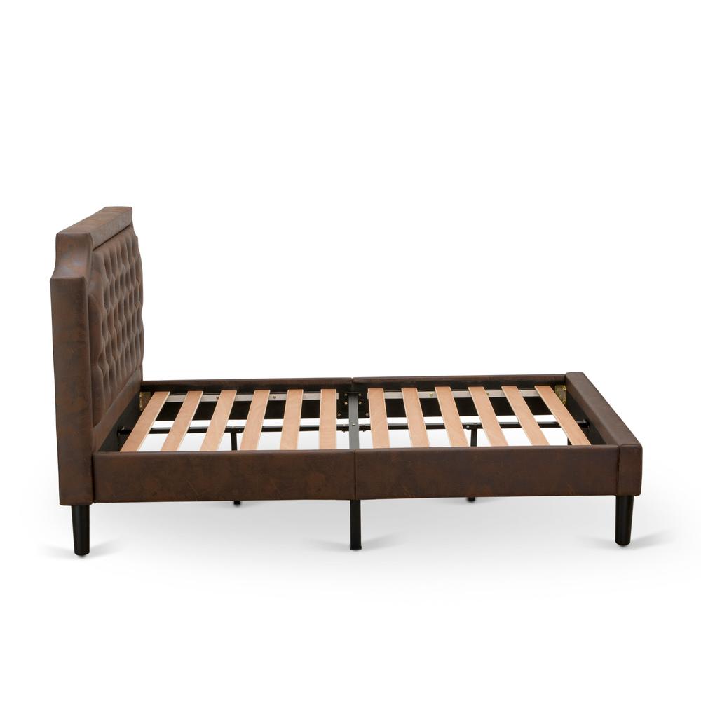 GBF-25-F Bed Frame Consist of Black Textured Upholstered Headboard, Footboard and Wood Rails, Slats - Wooden 9 Legs - Black Finish. Picture 5
