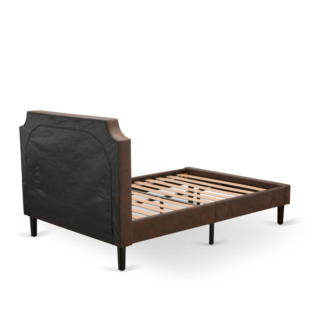 GBF-25-F Bed Frame Consist of Black Textured Upholstered Headboard, Footboard and Wood Rails, Slats - Wooden 9 Legs - Black Finish. Picture 6