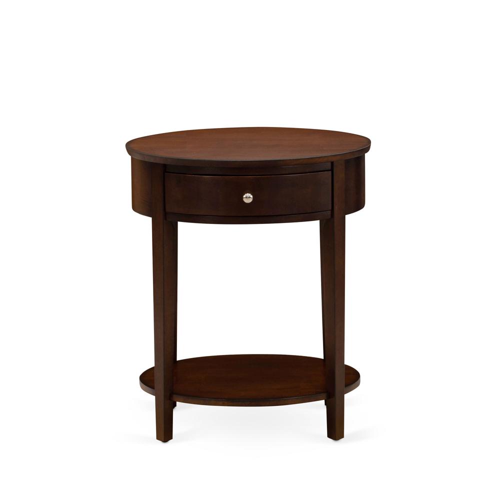 HI-0M-ET Wood End Table with 1 Mid Century Modern Drawer, Stable and Sturdy Constructed - Antique Mahogany Finish. Picture 1