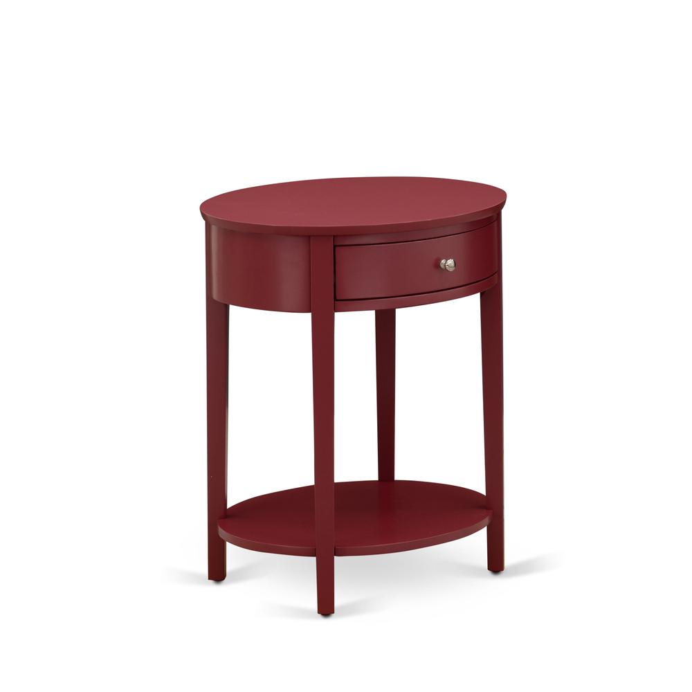 HI-13-ET Modern End Table with 1 Wooden Drawer, Stable and Sturdy Constructed - Burgundy Finish. Picture 3