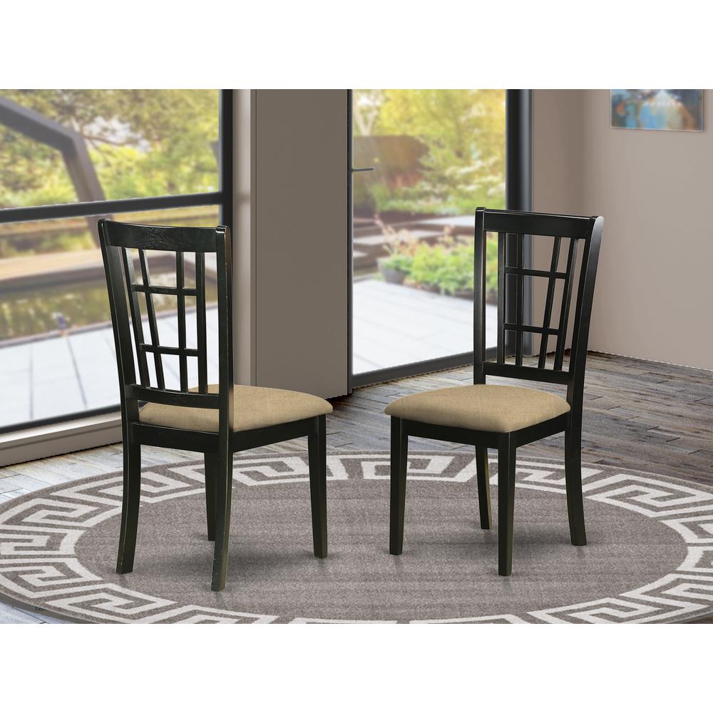 NIC-BLK-C Nicoli Kitchen Chair with Linen Fabric Seat. Picture 2