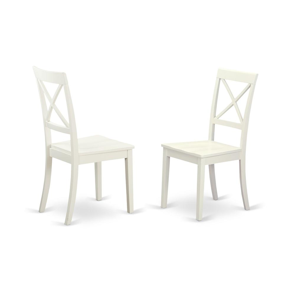 3  Pc  set  with  a  Round  Table  and  2  Wood  Dinette  Chairs  in  Linen  White. Picture 4