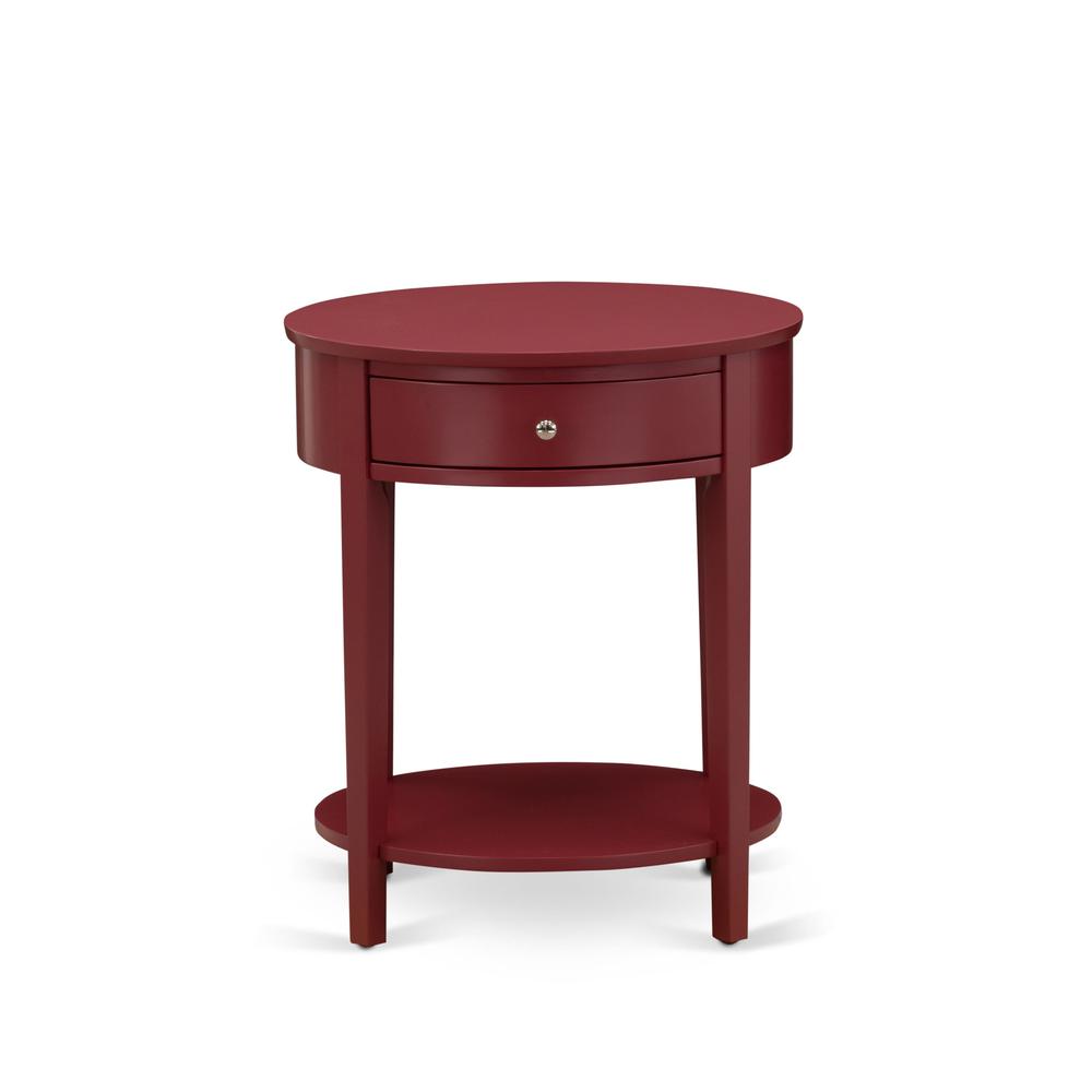 HI-13-ET Modern End Table with 1 Wooden Drawer, Stable and Sturdy Constructed - Burgundy Finish. Picture 2