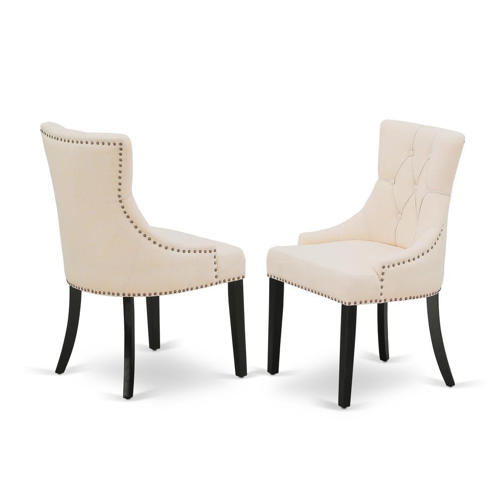 riona Parson Chairs with Light Beige Linen Fabric - Black Finish - Set of 2, FRP1T02. Picture 2