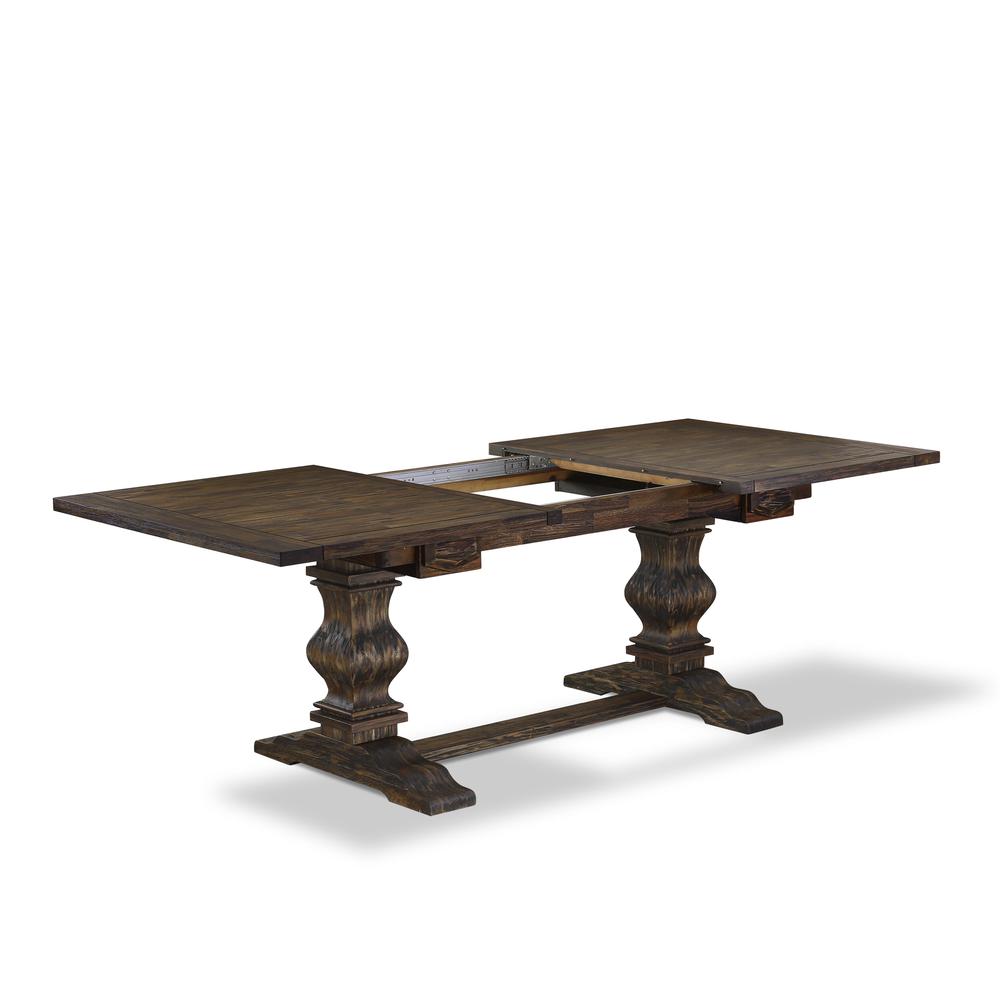 7-piece dining table set with Chair’s Legs and Brown Linen Fabric. Picture 7