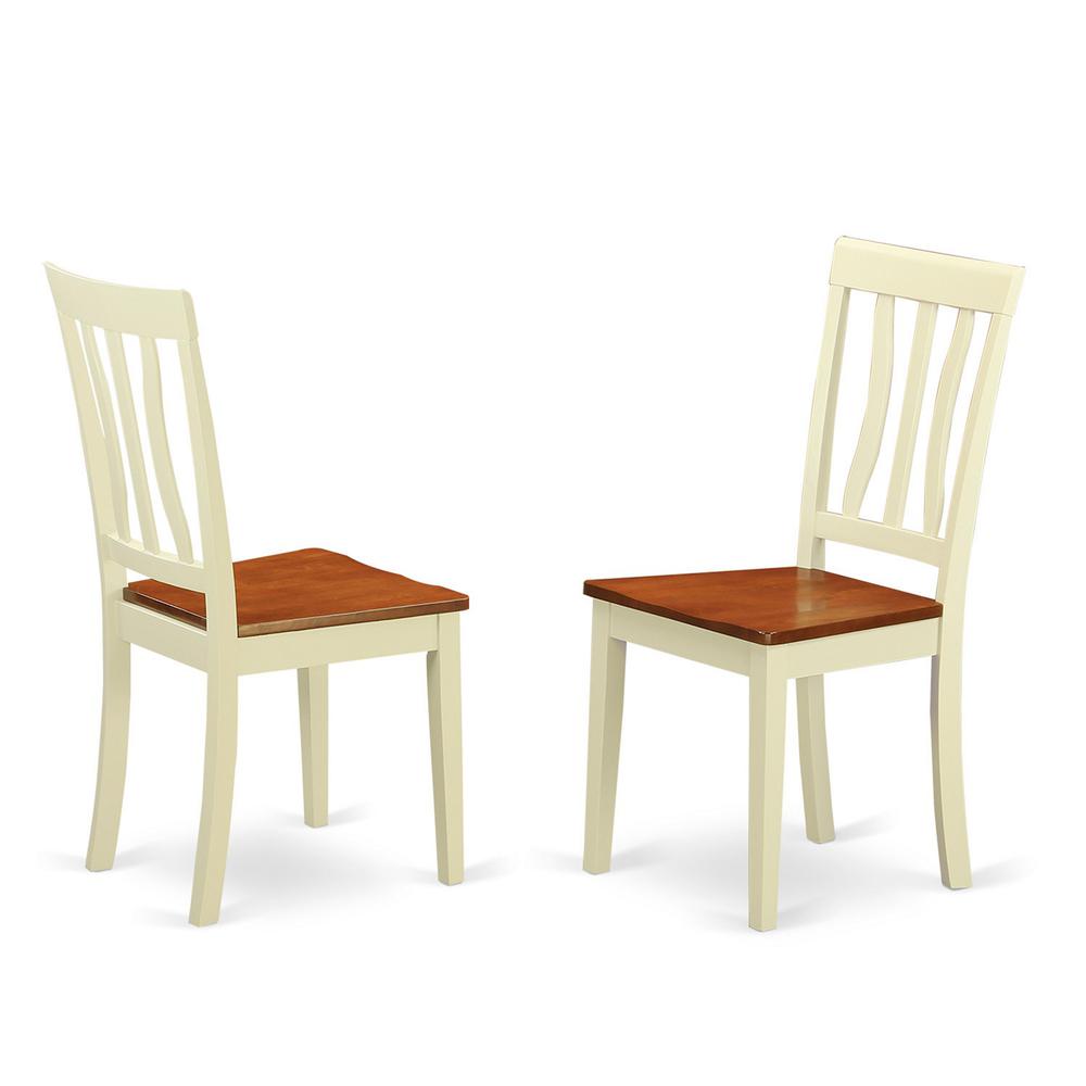 7  Pc  Kenley  Dinette  Table  with  a  Leaf  and  6  Wood  Seat  Chairs  in  Buttermilk  and  Cherry. Picture 4