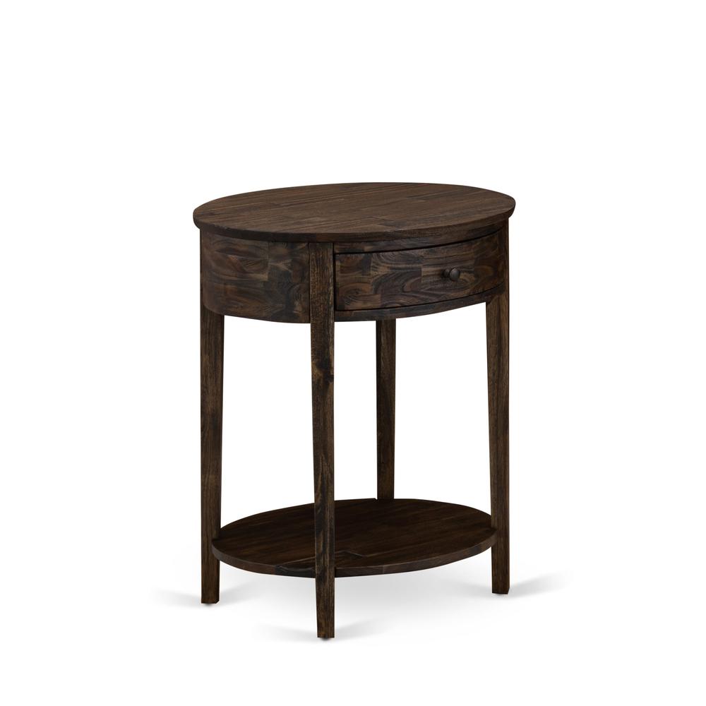 HI-07-ET Small End Table with 1 Wood Drawer, Stable and Sturdy Constructed - Distressed Jacobean Finish. Picture 3