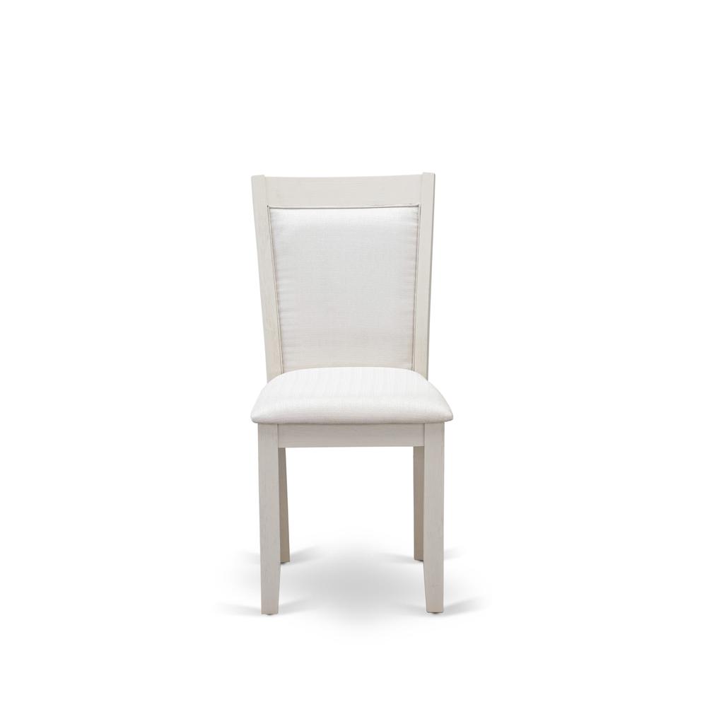 MZC0T01 Dining Chair Set of 2 - Cream Linen Fabric Seat and High Chair Back - Wire Brushed Linen White Finish (SET OF 2). Picture 3