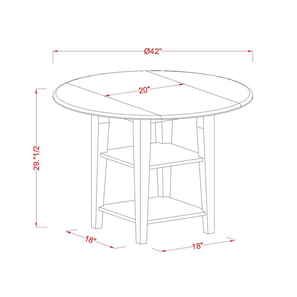 5 Piece Dining Set Consists of a Round Kitchen Table with Dropleaf & Shelves. Picture 4
