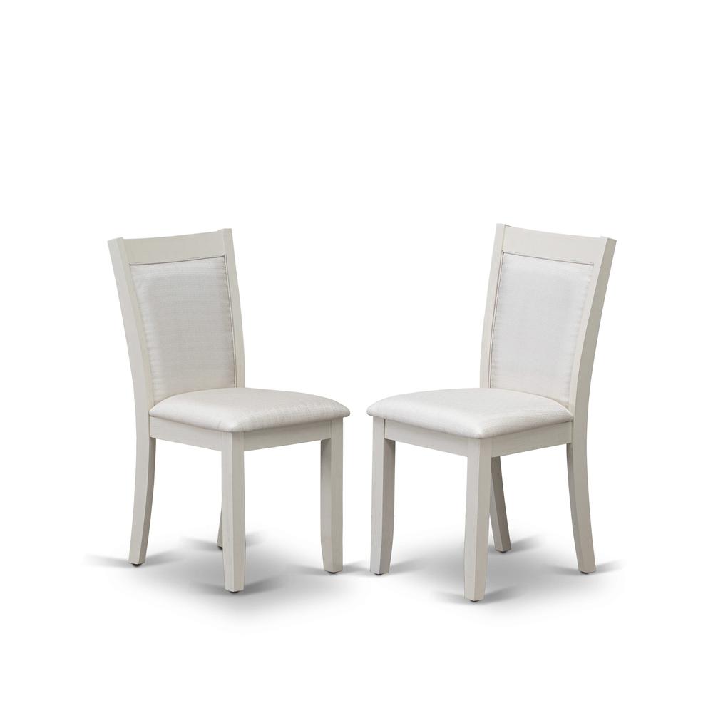 MZC0T01 Dining Chair Set of 2 - Cream Linen Fabric Seat and High Chair Back - Wire Brushed Linen White Finish (SET OF 2). Picture 2