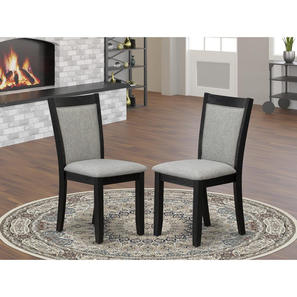 MZC6T06 Mid Century Dining Chairs - Shitake Linen Fabric Seat and High Chair Back - Wire Brushed Black Finish (SET OF 2). Picture 1