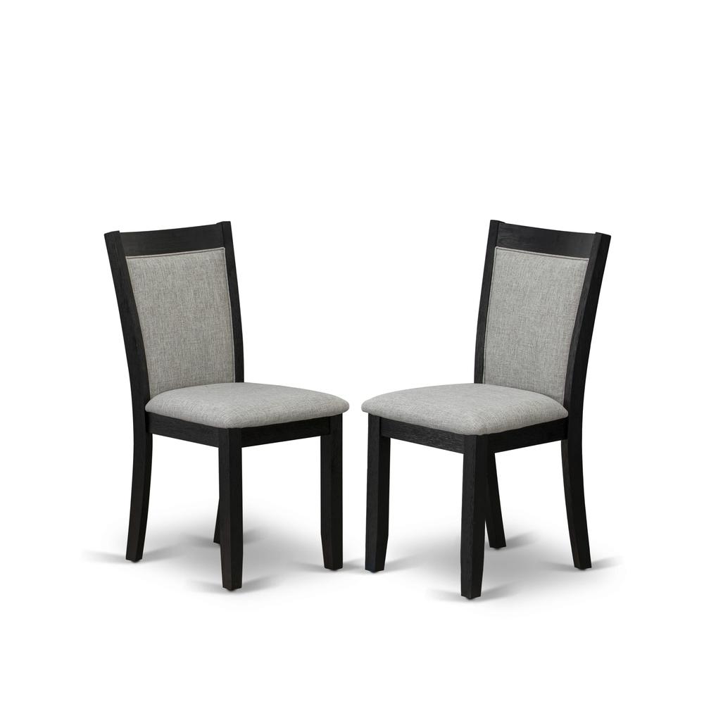 MZC6T06 Mid Century Dining Chairs - Shitake Linen Fabric Seat and High Chair Back - Wire Brushed Black Finish (SET OF 2). Picture 2