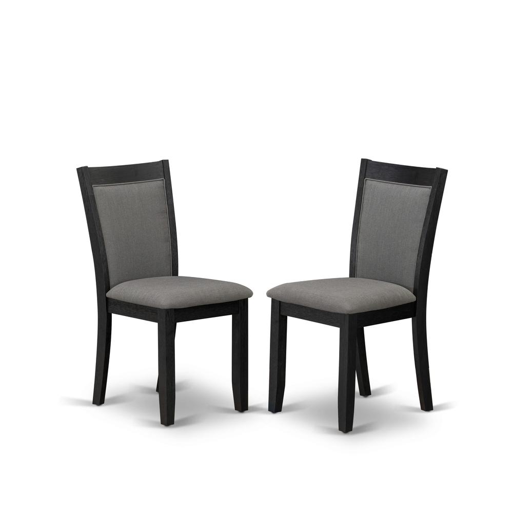 MZC6T50 Modern Dining Chairs - Dark Gotham Grey Linen Fabric Seat and High Chair Back - Wire Brushed Black Finish (SET OF 2). Picture 2